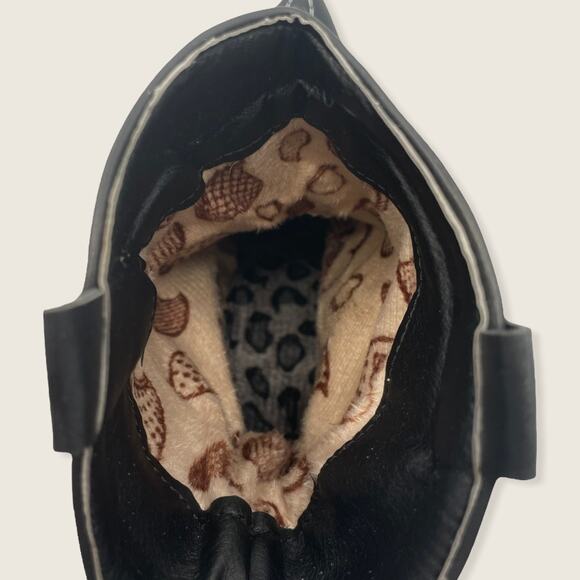 Black Blue Snakeskin Print Western Cowgirl Point Stacked Block Heel Mid Boot 38 - Picture 14 of 14